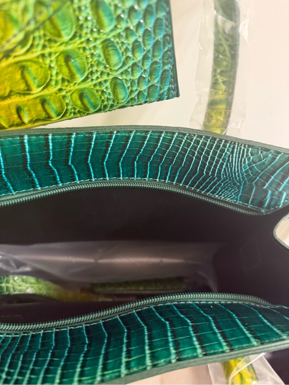 Green Ombre Croc-Embossed Top-Handle Bag - Picture 6 of 6